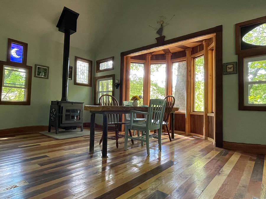 Dragonfly Fairy House Interior, Table & Woodstove